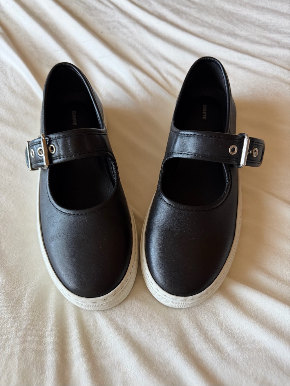 Maeve Anthropologie Black leather Mary Jane Sneakers, sz 39 / 8.5